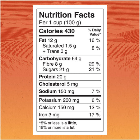 Quaker Harvest Crunch Cereal, Oat, Chocolate & Almond, nutrition facts label