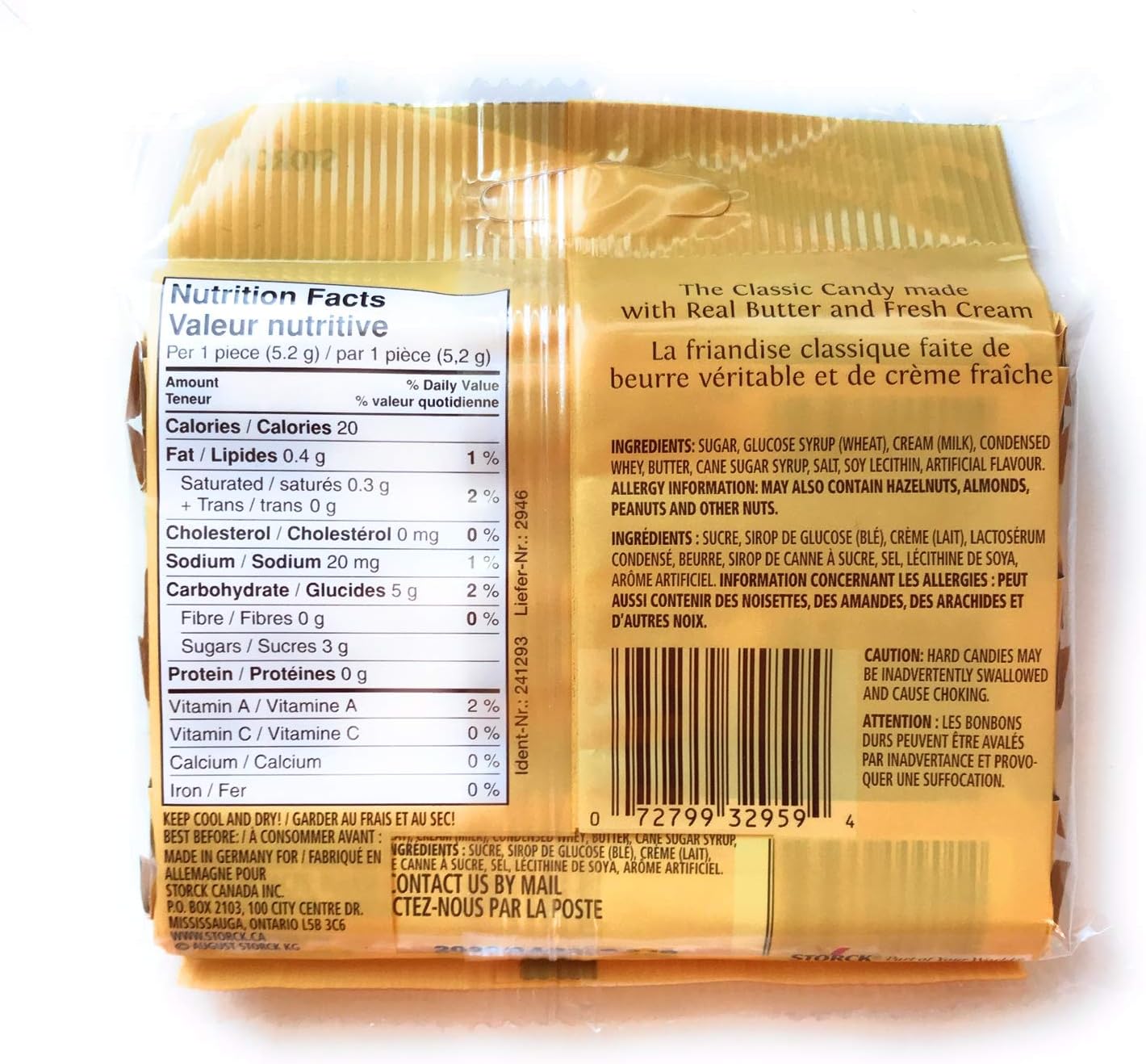 Werther's Original Caramel Hard Candies, 3 Rolls x 50g, 150g/5.25 oz Package (Imported from Canada)
