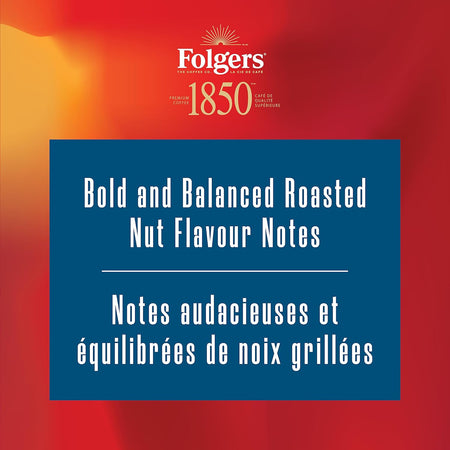 Folgers, 1850 Pioneer Blend, Whole Bean Coffee, 340g/12oz. - Bold And Balanced Roasted Nut Flavor Notes