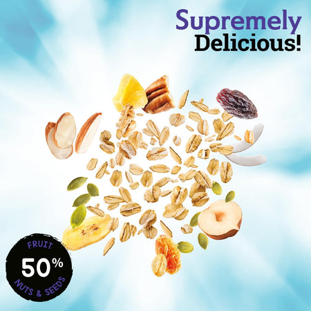 Jordans Morning Muesli Cereal, Supreme Medley, supremely delicious label.