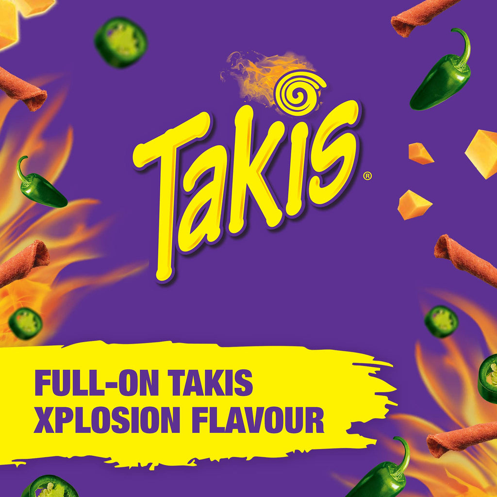 TAKIS Zesty Nacho Xplosion Rolled Tortilla Snacks, 90g/3.15 oz. Bag {Imported from Canada}