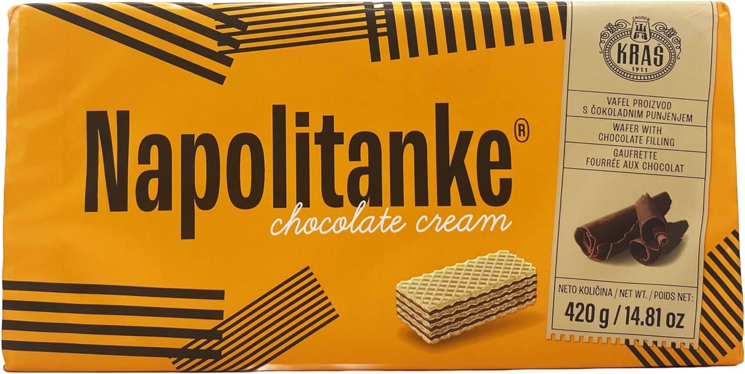 Napolitanke Chocolate Cream Wafers, 420g, front of package.