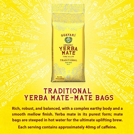 Guayaki Organic Yerba Mate Traditional Mate Bags, 75 count, 225g/7.9 oz., (Imported from Canada)
