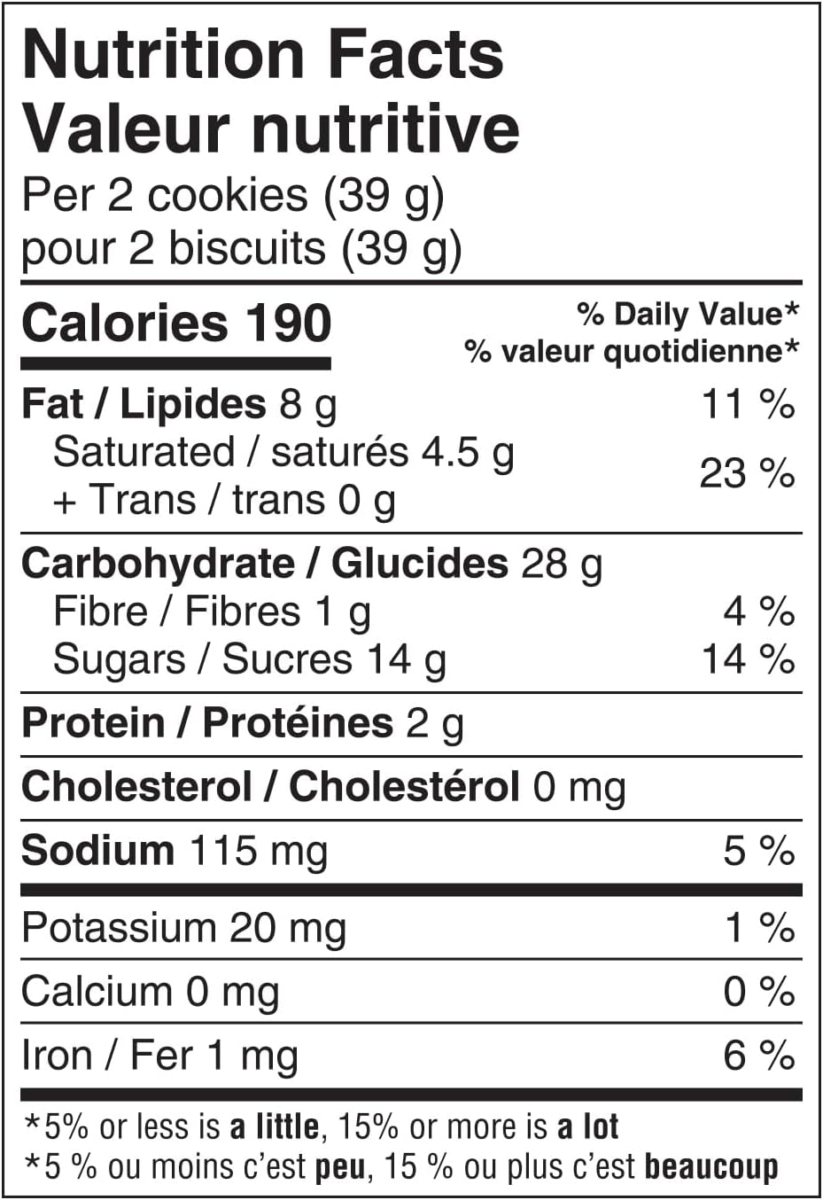 Nutrition facts label for Dare Pink Lemonade Creme Filled Barbie Cookies, 290g/10.2 oz on a white background