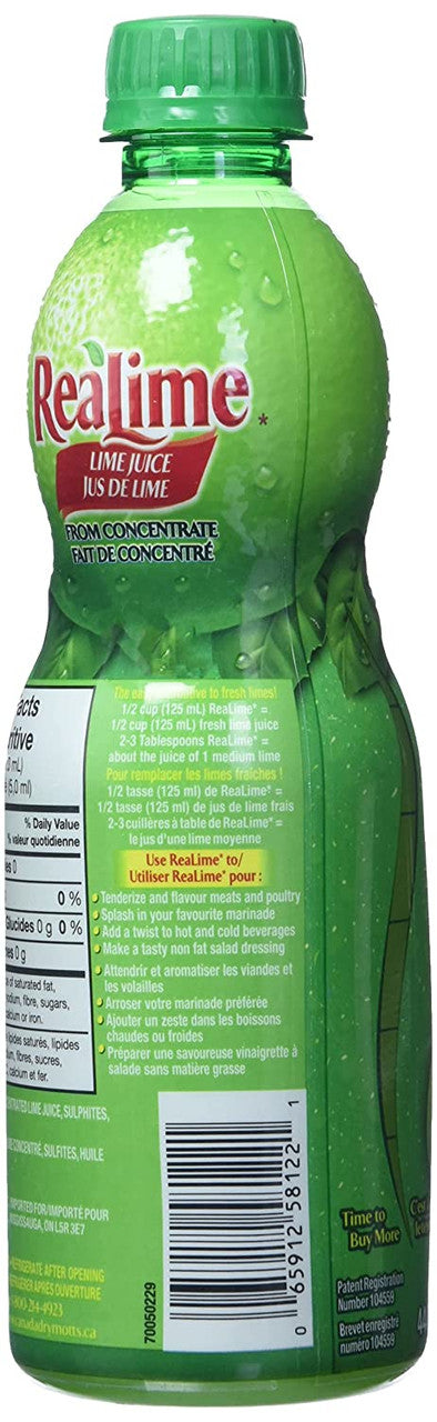 ReaLime Lime Juice, 440mL/15.4 fl. oz., Bottle {Imported from Canada}