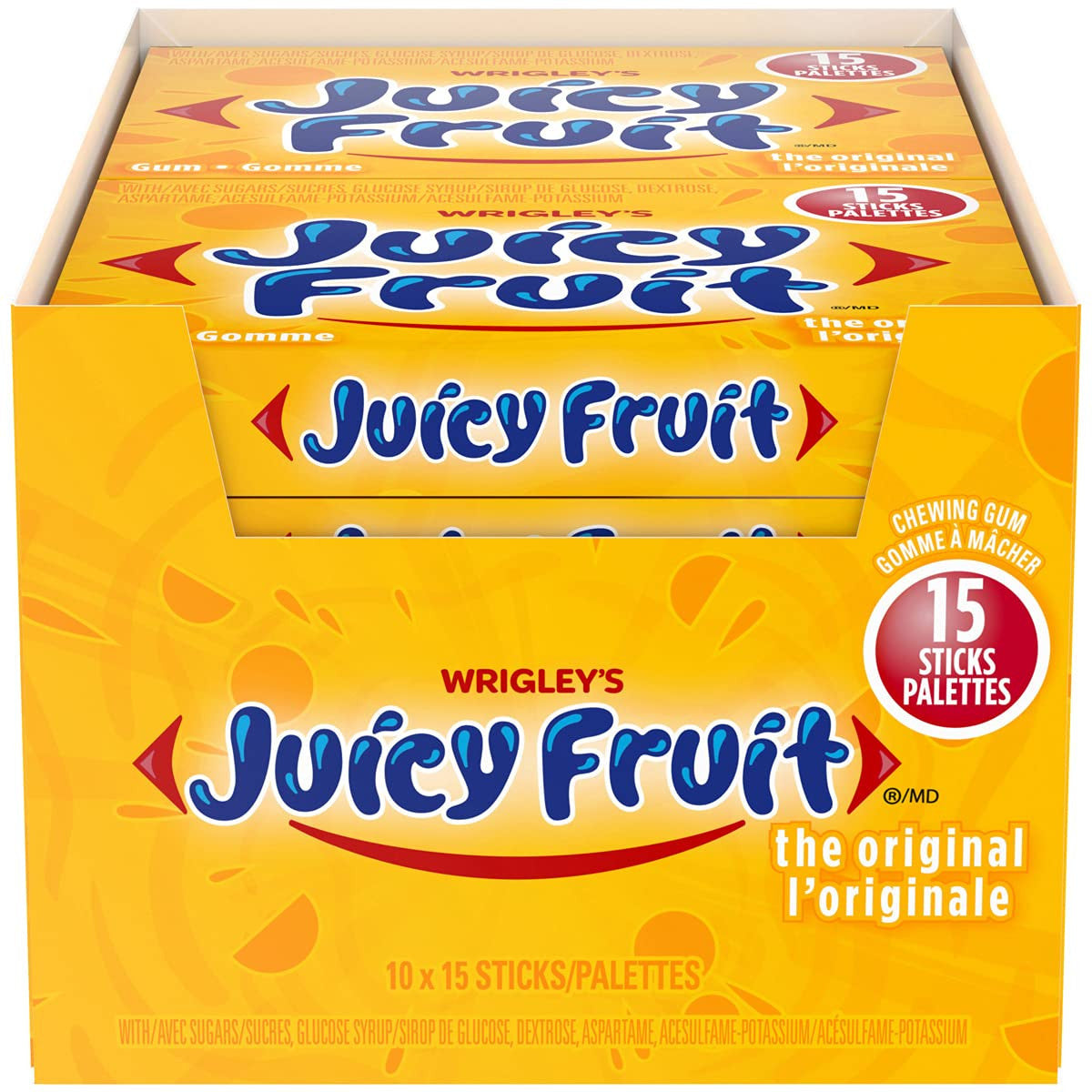 Wrigleys Juicy Fruit Original Stick Gum - 10x15/150ct {Imported from Canada}