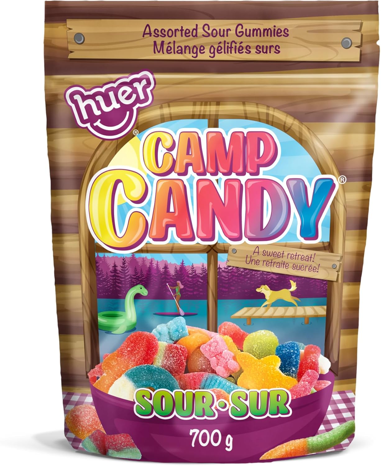 Huer Camp Candy Sour Gummies, 700g/25 oz - Front