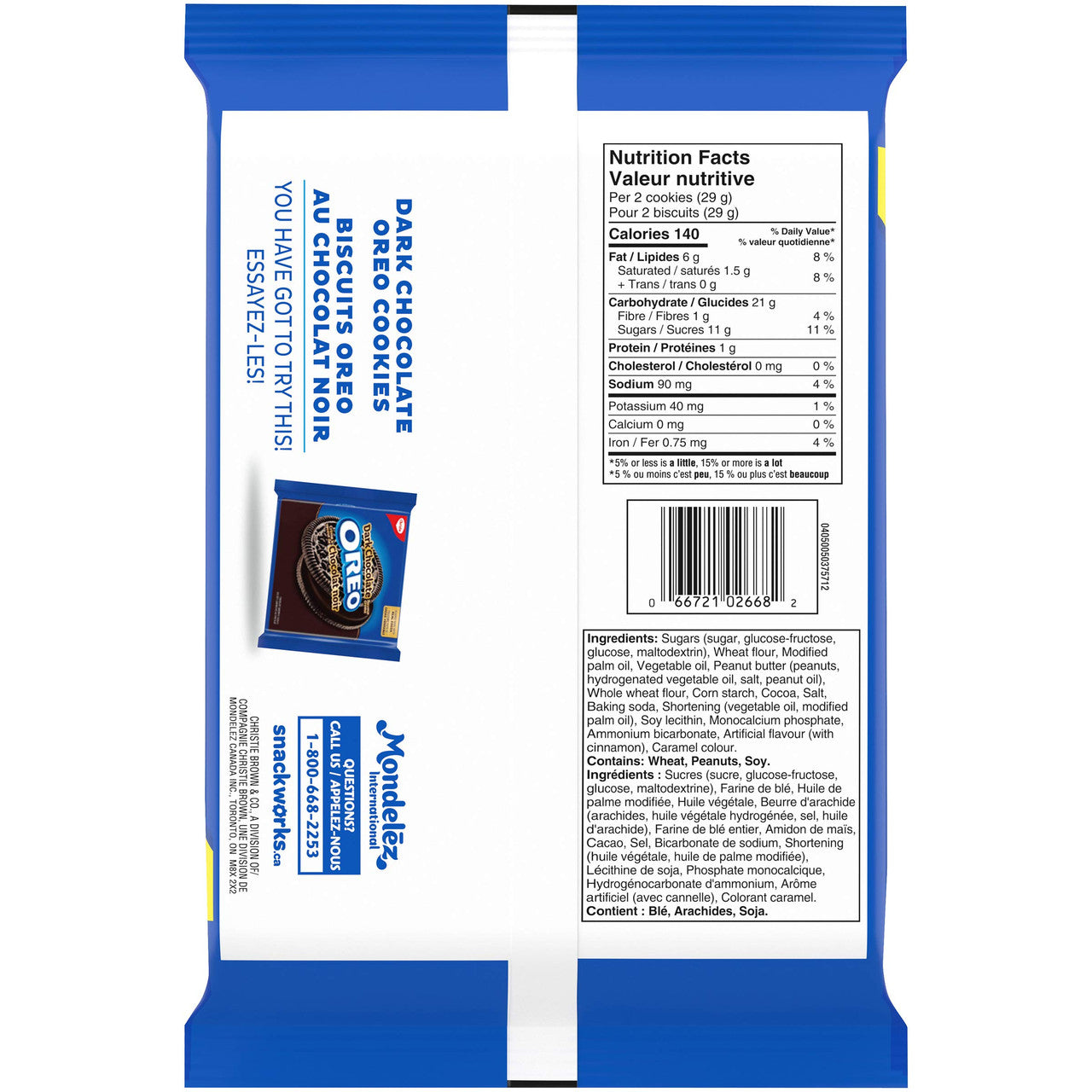 Christie Oreo Cookies Chocolate Peanut Butter Pie, Family Size Bag, 482g/17 oz., (Imported from Canada)