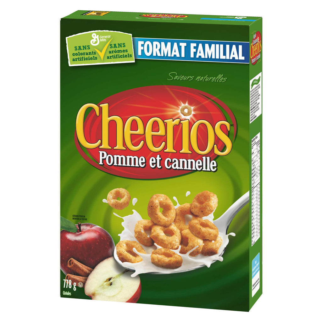 Cheerios Apple Cinnamon Naturally Flavoured Cereal Family Size, 778g/27.4oz, (Imported from Canada)