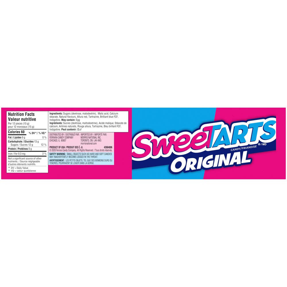 SweeTARTS Original Candy, 1.8oz. Roll (Pack of 36)  {Imported from Canada}