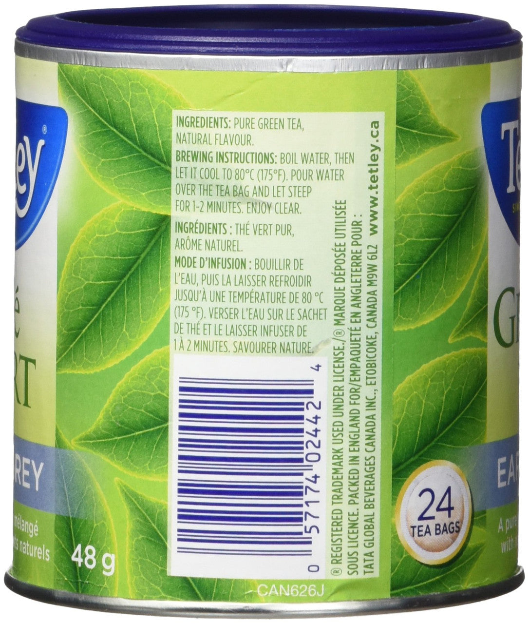 Tetley Tea Earl Grey Green Tea, 24-Count, 48g/1.7oz (Imported from Canada)