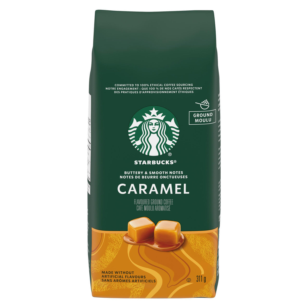 Starbucks Caramel Flavored Ground Coffee, Medium Roasted, 311g/11 oz. Bag {Imported from Canada}