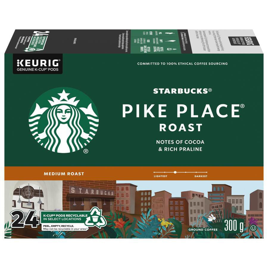 Starbucks Pike Place Medium Roast Coffee, K-Cups, 24 Count Box {Imported from Canada}