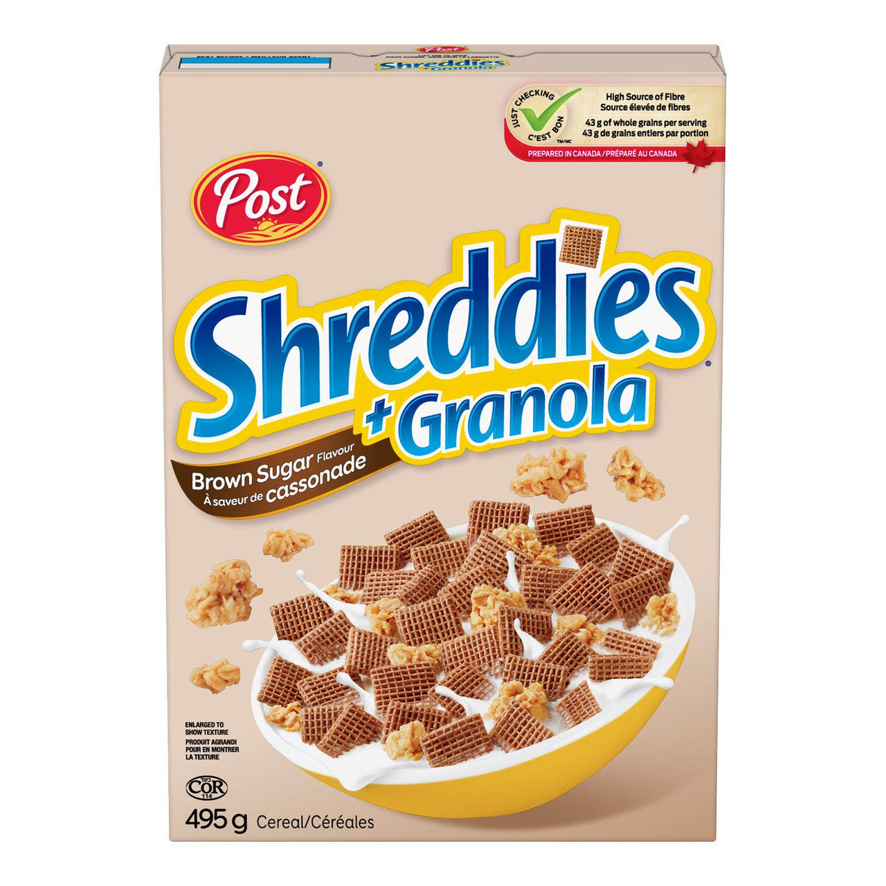 Post Shreddies Granola Brown Sugar Cereal 495g/17.5 oz., {Imported from Canada}