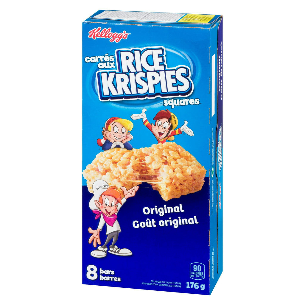 Box of Kellogg's Original Rice Krispies Bars 176g/6.2 oz with cartoon characters on a white background