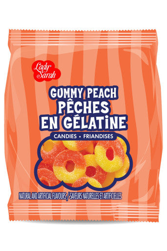 Lady Sarah, Gummy Peach Rings, 120g/4.2oz., Per Bag, {Imported from Canada}