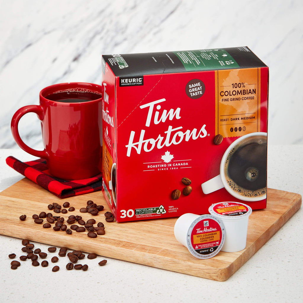 Tim Hortons Colombian Coffee, Single Serve Keurig K-Cup Pods, Dark Medium Roast, 30 Count {Imported from Canada}