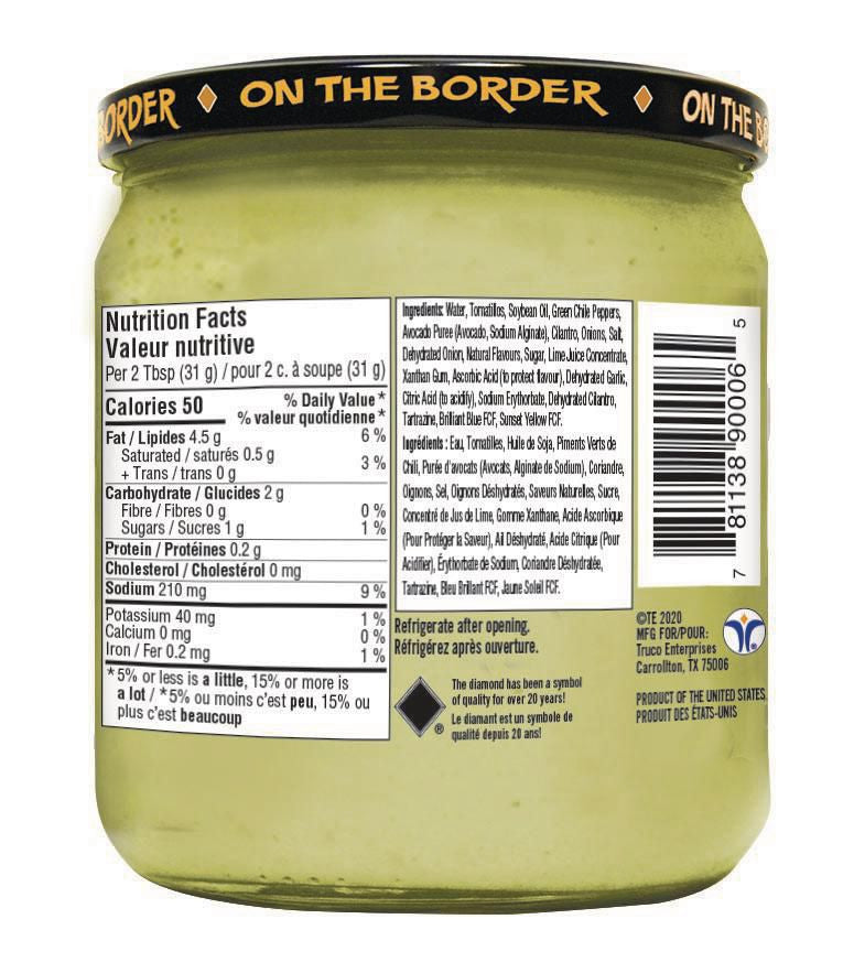 On The Border Guacamole Salsa, Medium, 425g/15 oz., {Imported from Canada}