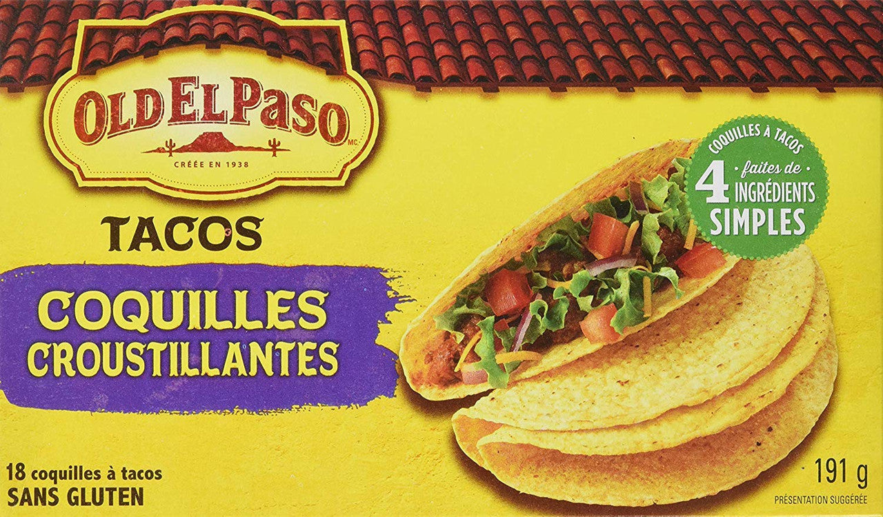 Old El Paso Gluten Free Taco Shells (18pk) 191g/6.7 oz {Imported from Canada}