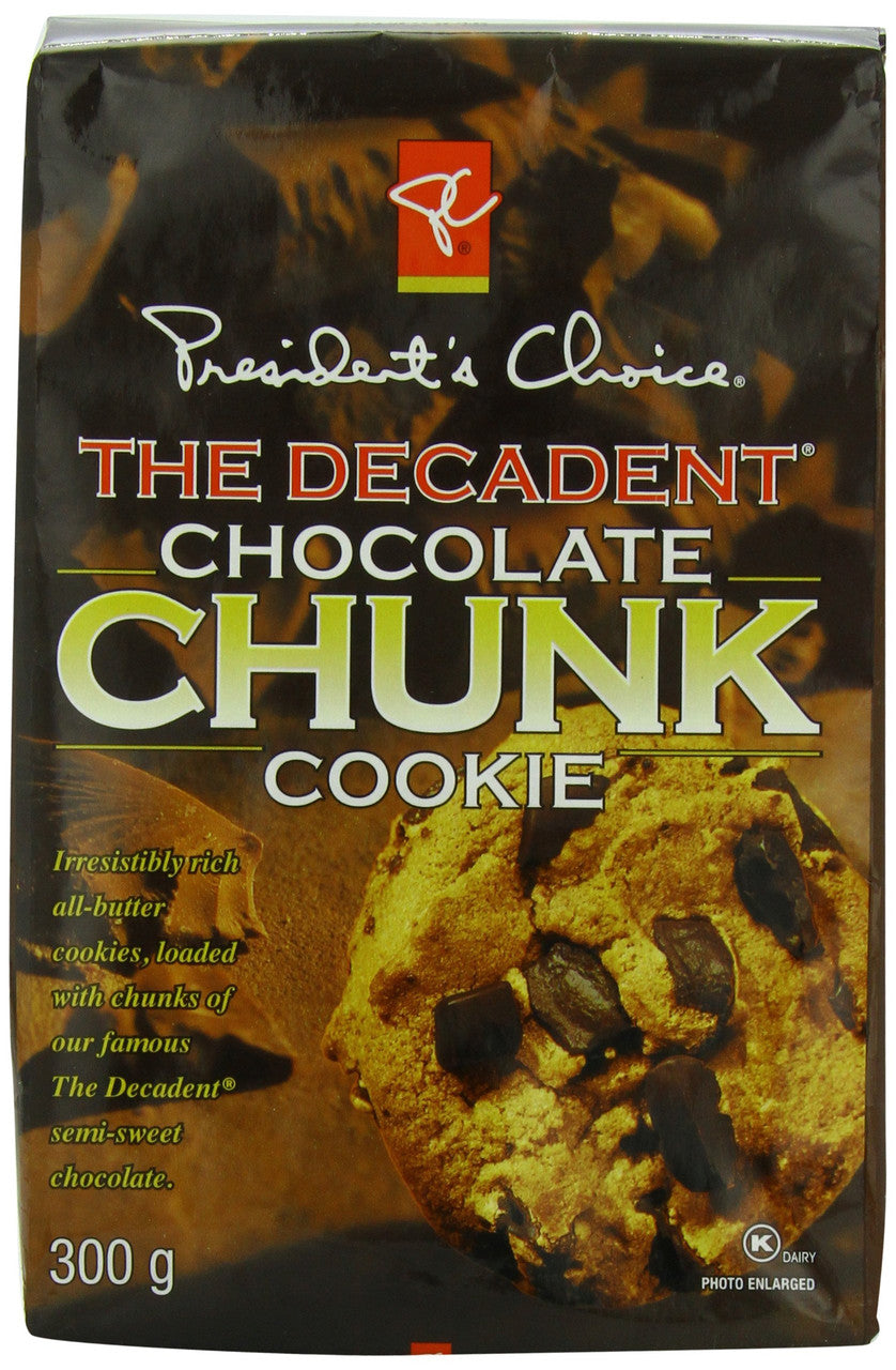 President's Choice the Decadent Chocolate Cookie, Chunk, 300g/10.6oz, {Imported from Canada}