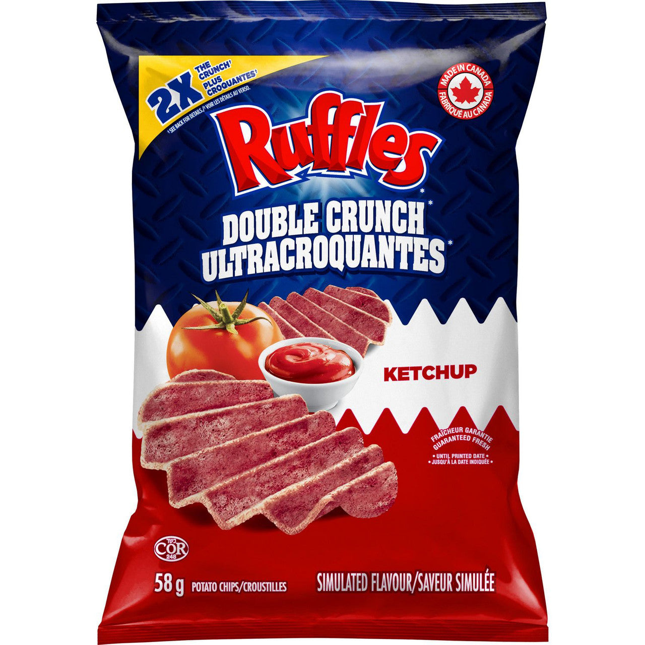 Ruffles Double Crunch Ketchup Potato Chips, 58g/2 oz., {Imported from Canada}