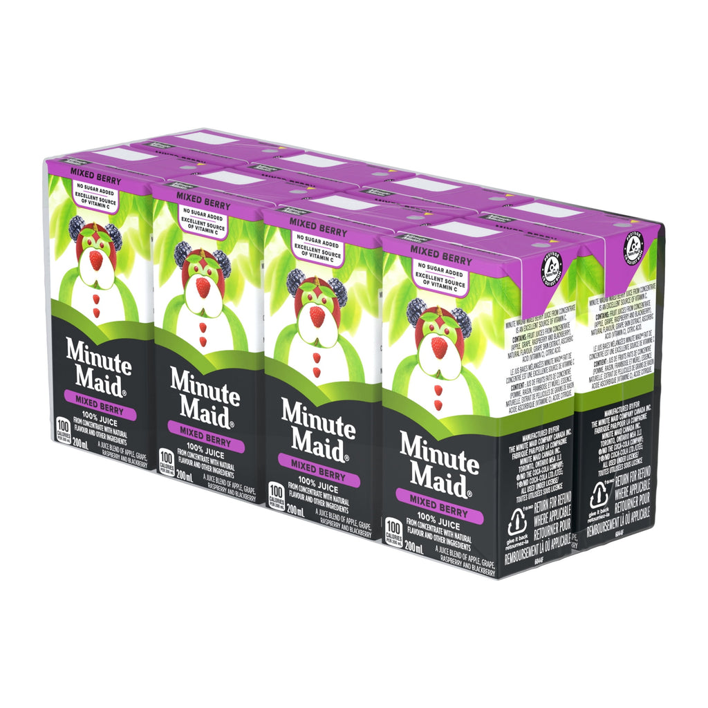 Minute Maid Mixed Berry Juice Boxes Perfect for On-The-Go, 8x200ml, 1.6L/56.4 fl. oz - Right Side of Package