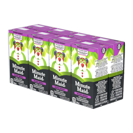 Minute Maid Mixed Berry Juice Boxes Perfect for On-The-Go, 8x200ml, 1.6L/56.4 fl. oz - Right Side of Package