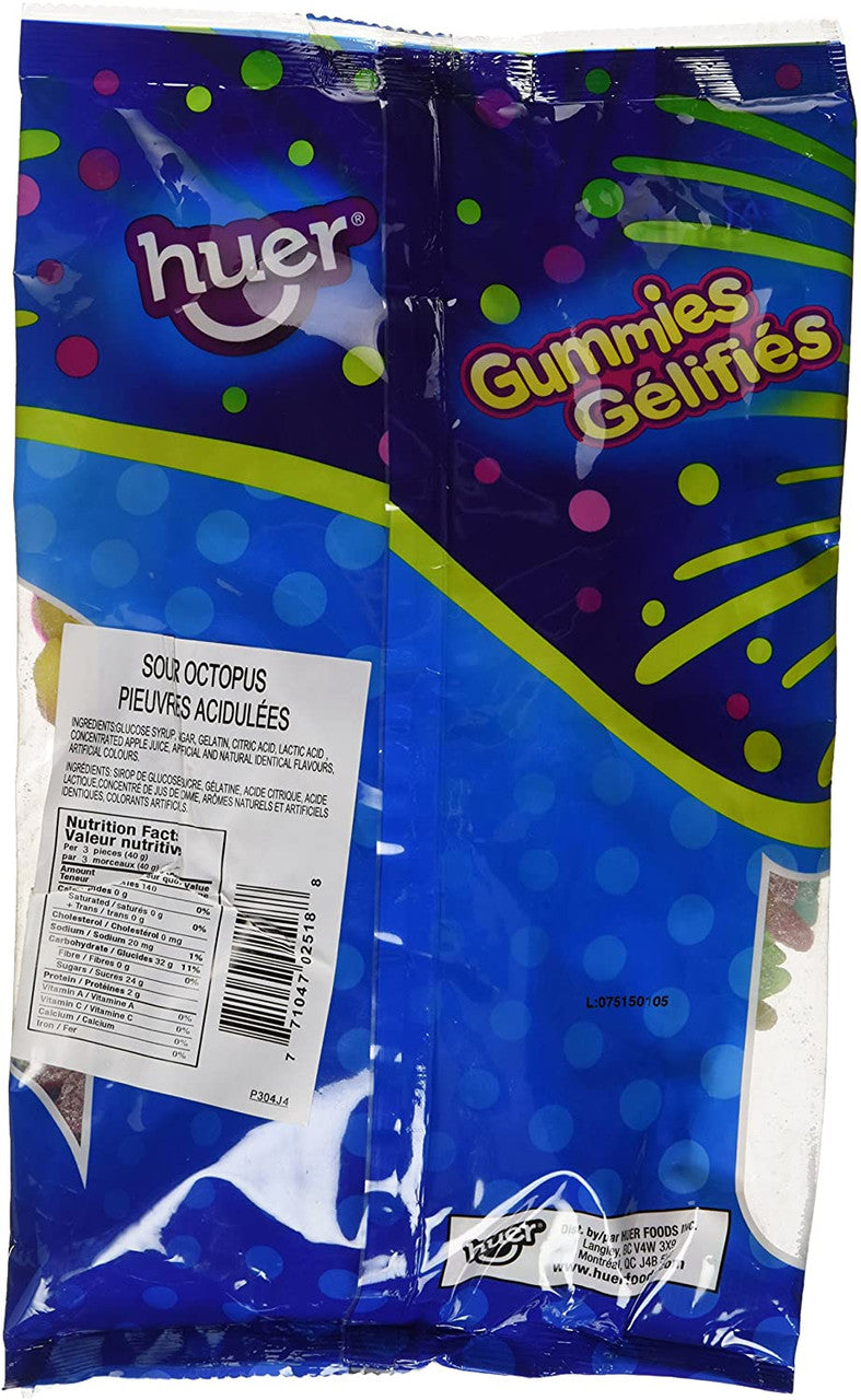 Huer Small Sour Octopus Gummy Candy, 1kg/2.2lb Bag {Imported from Canada}