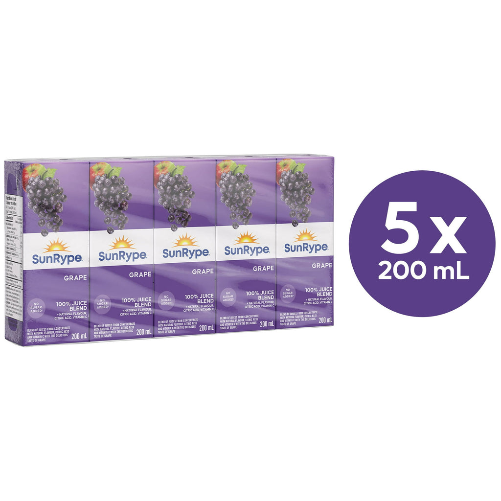 SunRype Grape Juice Boxes Perfect For On-The-Go, 5x200ml/33.8 fl. oz. - Front Of Pack