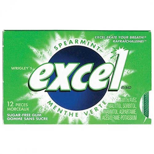 Excel Sugar-Free Gum, Spearmint, 4-Pack, {Imported from Canada}