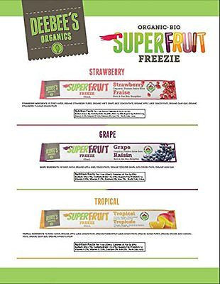 Deebee's Organics  Superfruit Freezie Juice Bars 12x53ml{Imported from Canada}