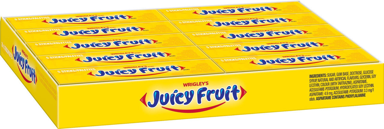Juicy Fruit Chewing Gum with Sugar, The Original, 20ct {Imported from Canada}