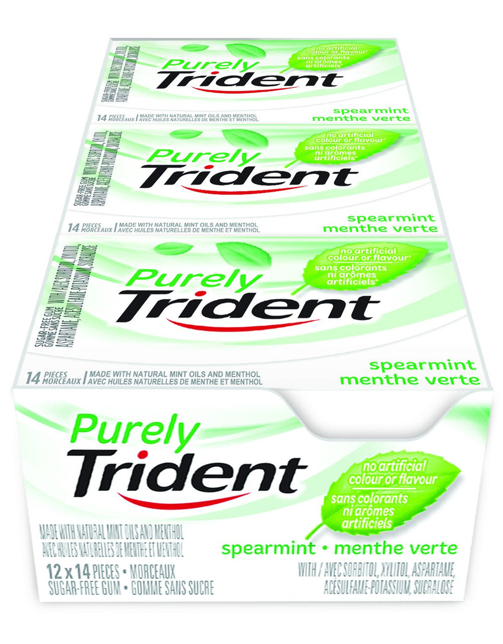 Trident Purely Trident Spearmint Chewing Gum, 12ct x 14pcs, (Imported from Canada)