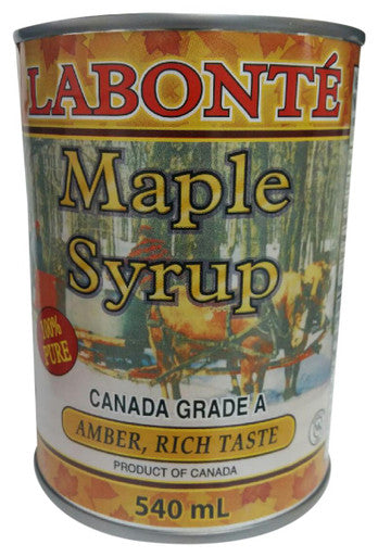 Labonte Pure Maple Syrup Amber Rich Taste 540 Mls 18.25 Oz {Imported from Canada}