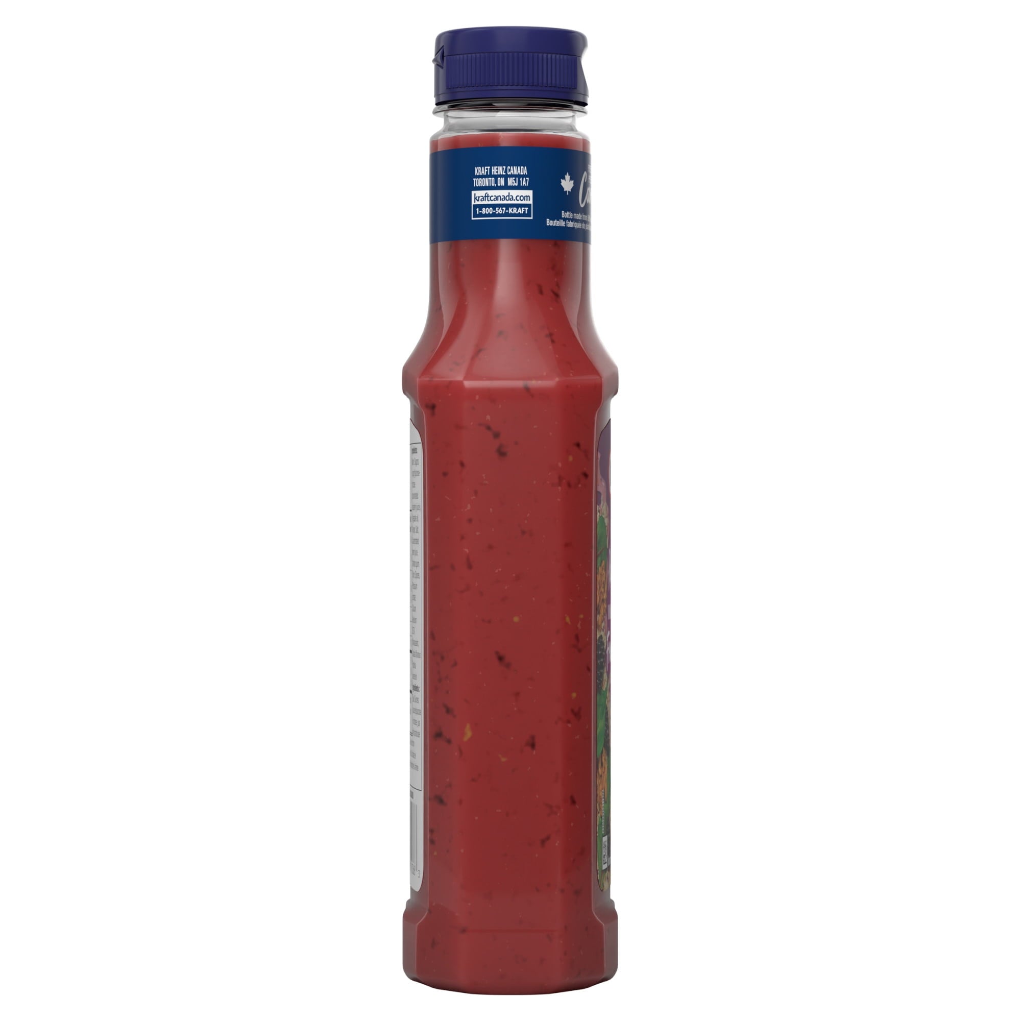 Kraft Raspberry Vinaigrette Dressing 425ml/14.4 oz., Bottle, side of bottle