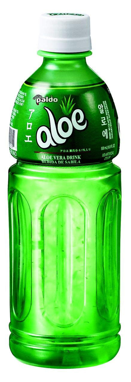 PALDO Exposed Aloe Vera Juice Drink, Aloe Vera PLASTIC (16.9oz/500ml Plastic Bottles, 6 Count)