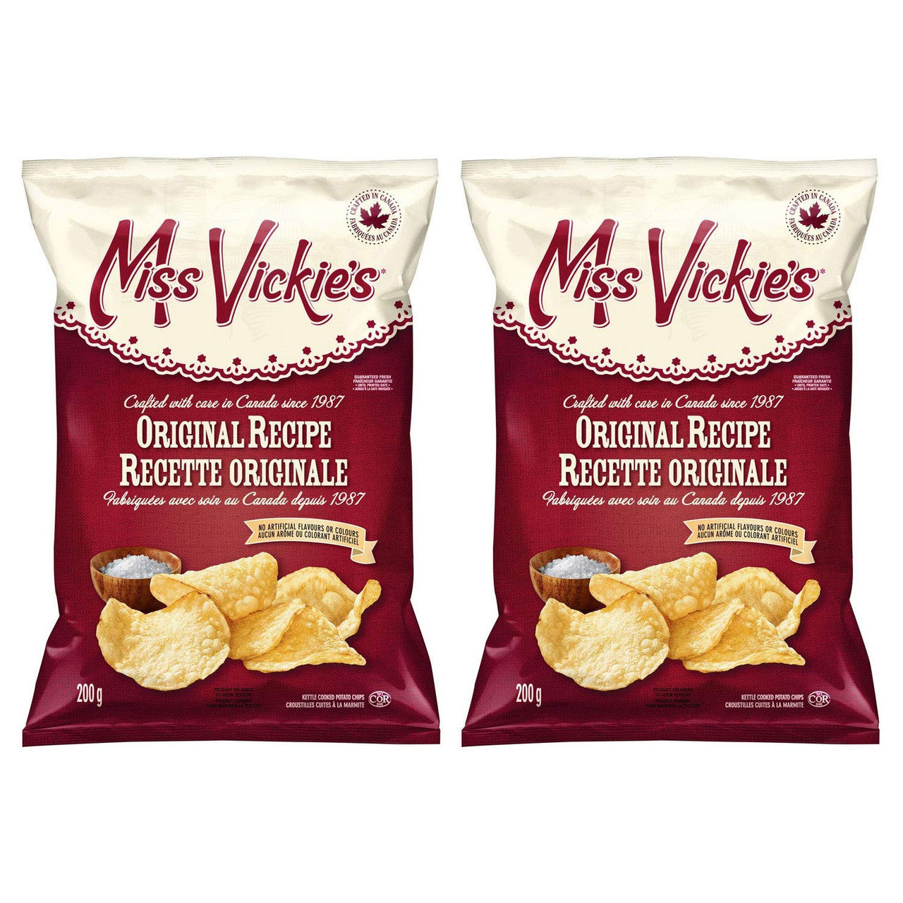 Miss Vickie's Original Recipe Kettle Cooked Potato Chips 200g/7.05oz, 2-Pack {Imported from Canada}