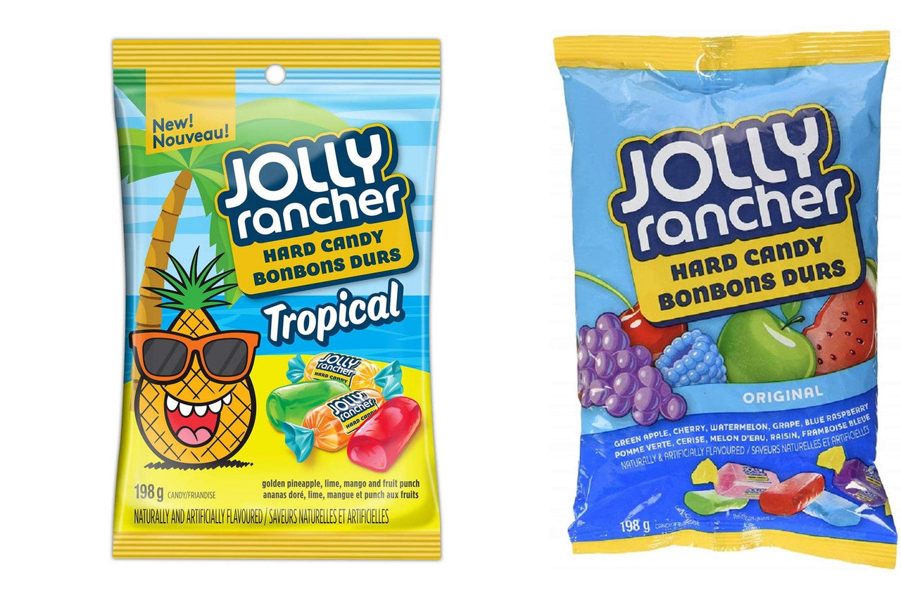 Jolly Rancher Hard Tropical & Original, 198g/7 oz., Combo Pack of 1 Each, {Imported from Canada}