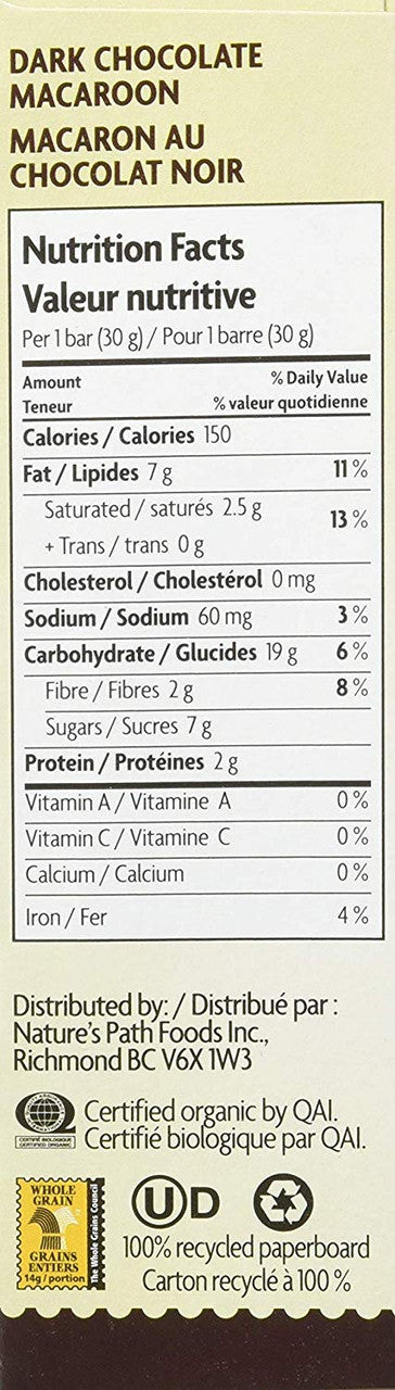 Nature's Path, Organic Granola Bar, Love Crunch Chocolate Macaroon, 180g/6.3oz., {Imported from Canada}