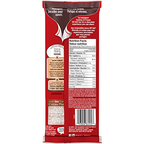 Nestle KitKat Cookies & Cream Chocolate Bar 170g/6.0oz{Imported from Canada}