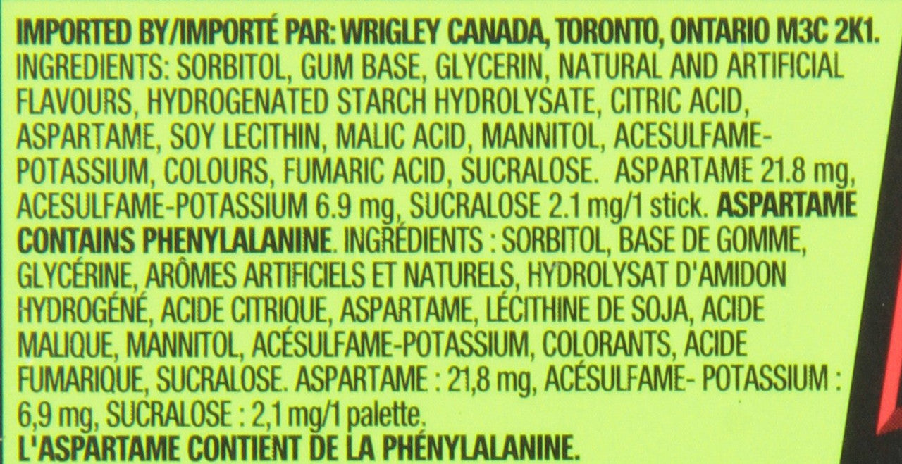 Wrigley 5 Prism Electric Watermelon Sugar Free Gum, 10ct x 15pcs, (Imported from Canada)