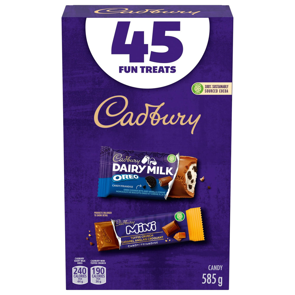 Cadbury Chocolate 45 Fun Treats, Mini Toffee Crunch & Oreo Dairy Milk Chocolate Bars, 585g/20 oz. Box