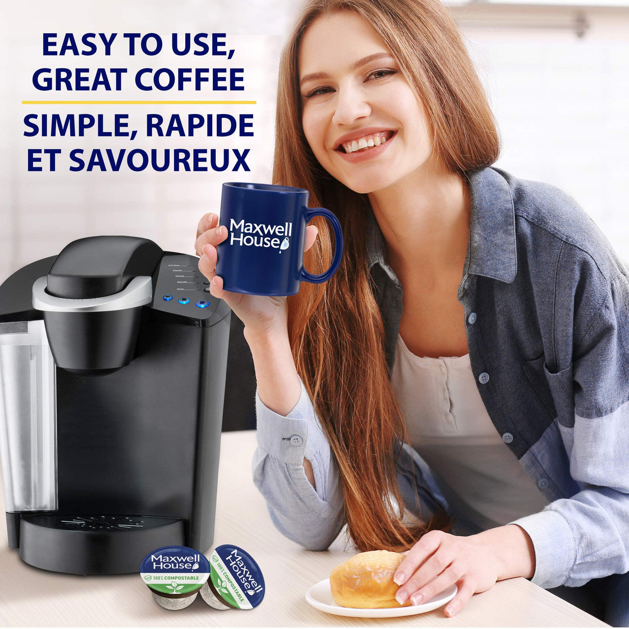 Maxwell House Morning Blend Coffee 100% Compostable Pods, 30 Pods, {Imported from Canada}