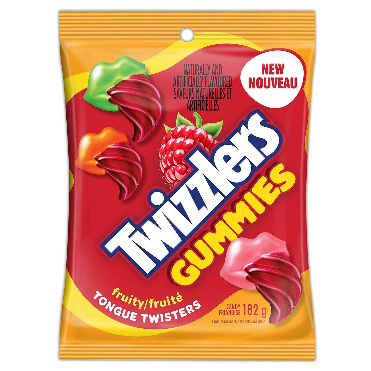 TWIZZLERS TONGUE TWISTER, Fruity Gummies, 182g/6.4 oz. Peg Bag, {Imported from Canada}