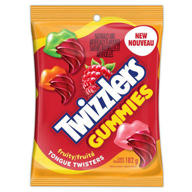 TWIZZLERS TONGUE TWISTER, Fruity Gummies, 182g/6.4 oz. Peg Bag, {Imported from Canada}