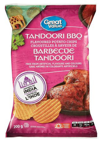 Great Value Tandoori BBQ Potato Chips, 200g/7.1oz., Bag (Imported From Canada)