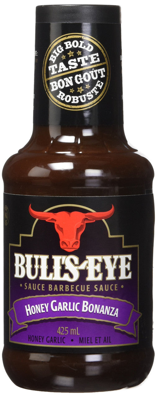 Bullseye Honey Garlic Bonanza BBQ Sauce, 425ml/14oz, {Imported from Canada}