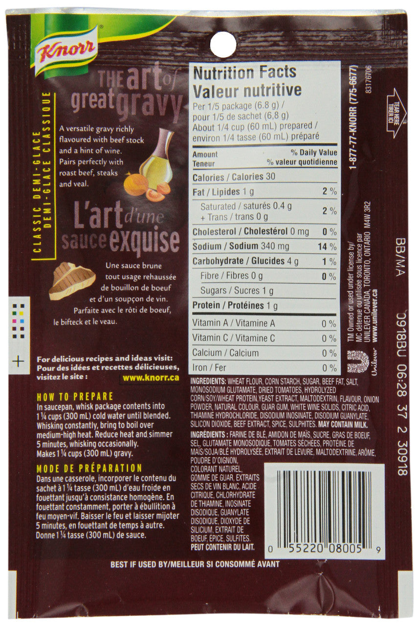 Knorr Classic Roast Gravy Mix, Demi-Glace, 34g/1.2oz., (6 Pack) {Imported from Canada}