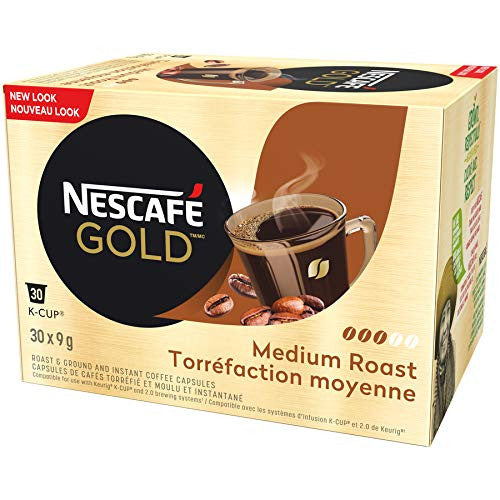 NESCAFE Gold Rich & Smooth Keurig K cup Capsules (30 Cups)(Imported from Canada)