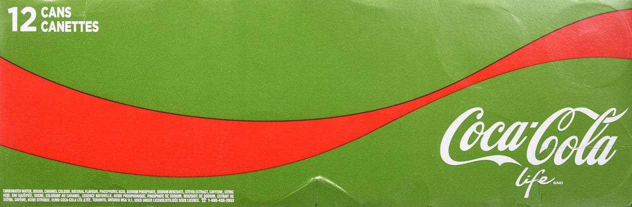 Coca-Cola Life Soft Drinks, 355mL Cans, 12 Pack, {Imported from Canada}